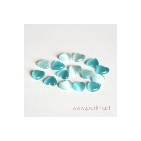 Synthetic Cat's Eye glass cabochon, light blue, 8x8 mm
