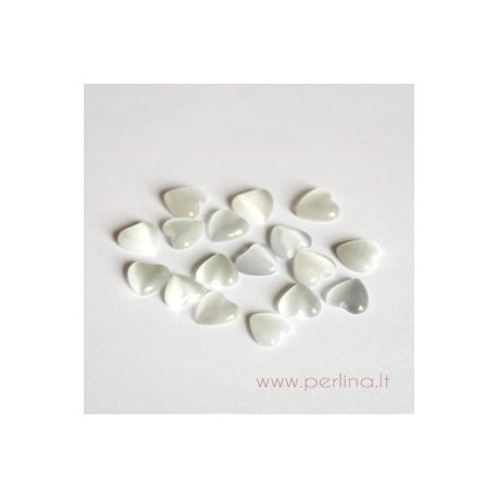 Synthetic Cat's Eye glass cabochon, white, 8x8 mm