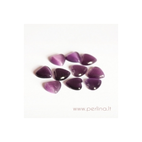 Synthetic Cat's Eye glass cabochon, purple, 8x8 mm
