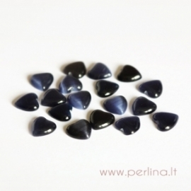 Synthetic Cat's Eye glass cabochon, blue black, 8x8 mm
