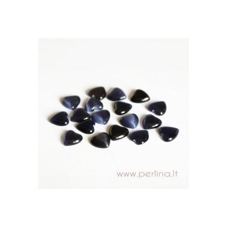 Synthetic Cat's Eye glass cabochon, blue black, 8x8 mm