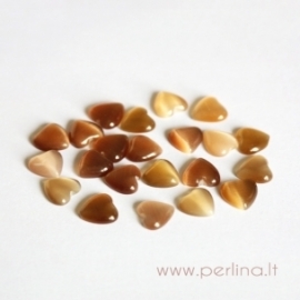 Synthetic Cat's Eye glass cabochon, light brown, 8x8 mm