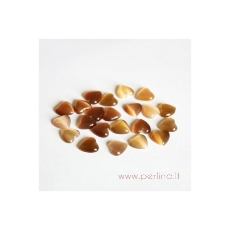 Synthetic Cat's Eye glass cabochon, light brown, 8x8 mm