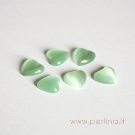 Synthetic Cat's Eye glass cabochon, light green, 8x8 mm