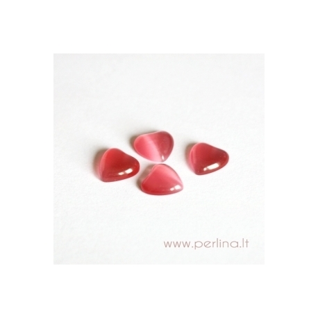 Synthetic Cat's Eye glass cabochon, pink, 8x8 mm