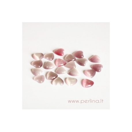 Synthetic Cat's Eye glass cabochon, grey pink, 8x8 mm