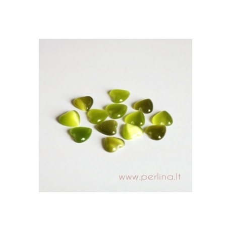 Synthetic Cat's Eye glass cabochon, moss, 8x8 mm