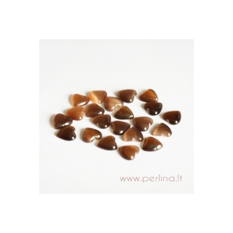 Synthetic Cat's Eye glass cabochon, brown, 8x8 mm