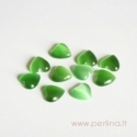 Synthetic Cat's Eye glass cabochon, moss green, 8x8 mm