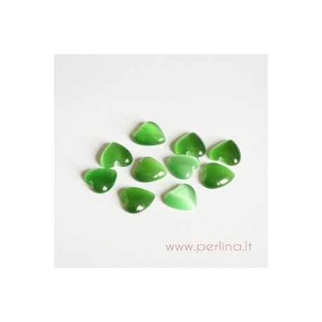 Synthetic Cat's Eye glass cabochon, moss green, 8x8 mm