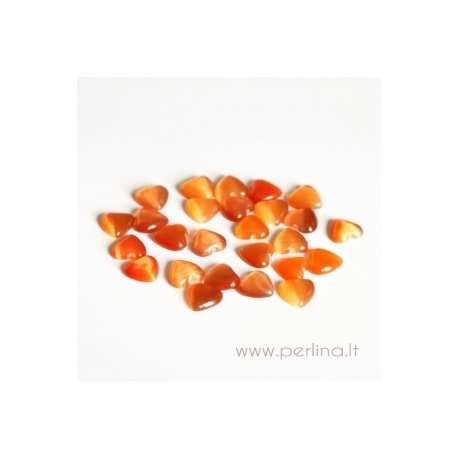 Synthetic Cat's Eye glass cabochon, orange, 8x8 mm