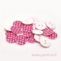 Resin button, spotted pink, 18 mm