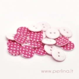 Resin button, spotted pink, 18 mm