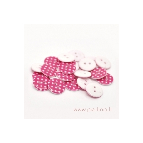 Resin button, spotted pink, 18 mm