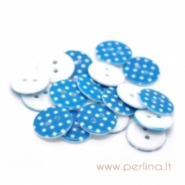 Resin button, spotted blue, 18 mm