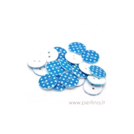 Resin button, spotted blue, 18 mm