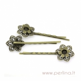 Hair clips "Flower", antique bronze, 65x22 mm