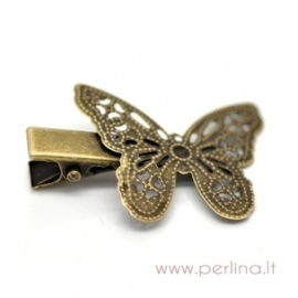 Prong hair clips "Butterfly", antique bronze, 40x27 mm