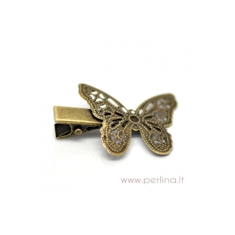 Prong hair clips "Butterfly", antique bronze, 40x27 mm