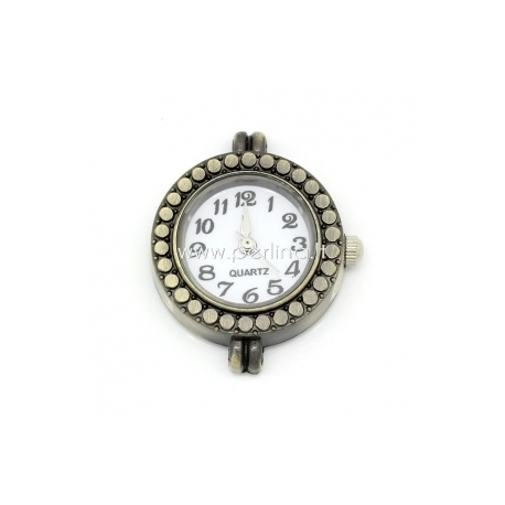 Watch face, round, antique bronze, 29x25 mm