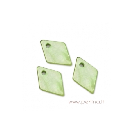 Shell pendant "Diamond", green, 13x9 mm