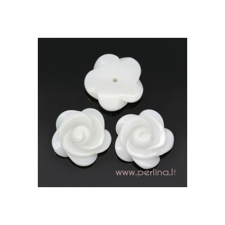 Shell bead "Flower", half drilled, 15x15 mm