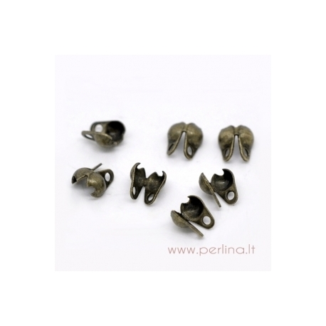 Antique Bronze Calottes End Crimps, 4,5x4 mm, 10 pcs