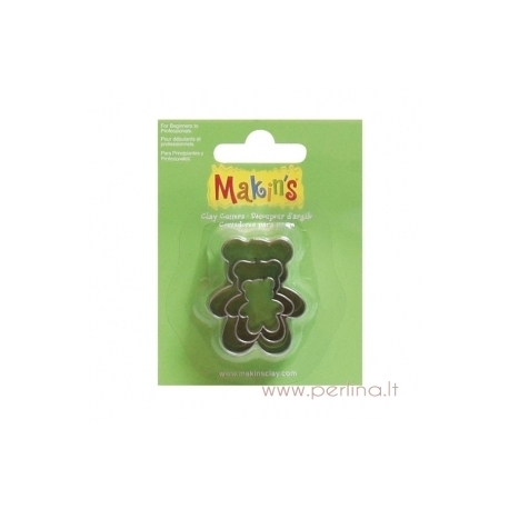 Teddy Bear Clay Cutters, 3 pcs