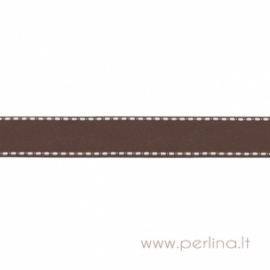 Ripsinė juostelė "Brown Dashed", 22 mm, 1 m