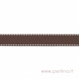 Grosgrain ribbon "Brown Dashed", 22 mm, 1 m