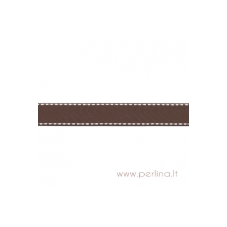 Grosgrain ribbon "Brown Dashed", 22 mm, 1 m