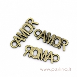 Pendant "AMOR", antique bronze, 21x7 mm