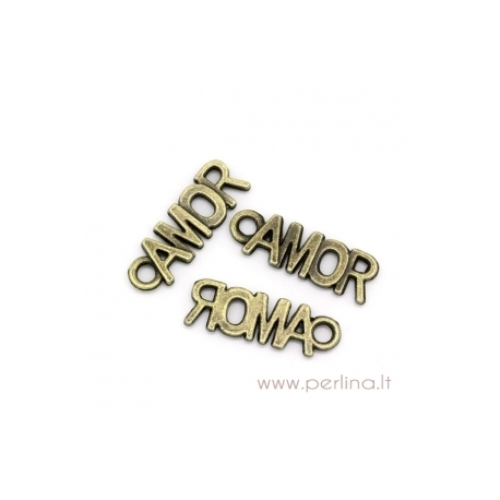 Pendant "AMOR", antique bronze, 21x7 mm