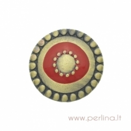 Antique bronze chunk button "Red Sun", 20 mm