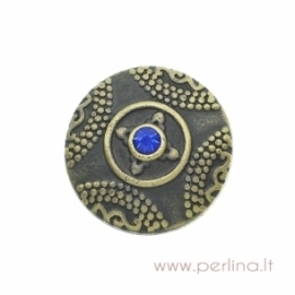 Antique bronze chunk button "Dot Pattern", 20 mm