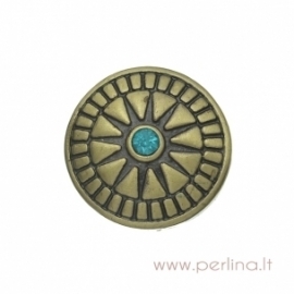 Antique bronze chunk button "Star", 20 mm