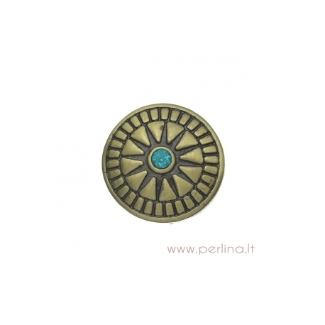 Antique bronze chunk button "Star", 20 mm