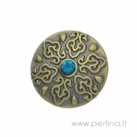 Antique bronze chunk button "Snowflake", 20 mm