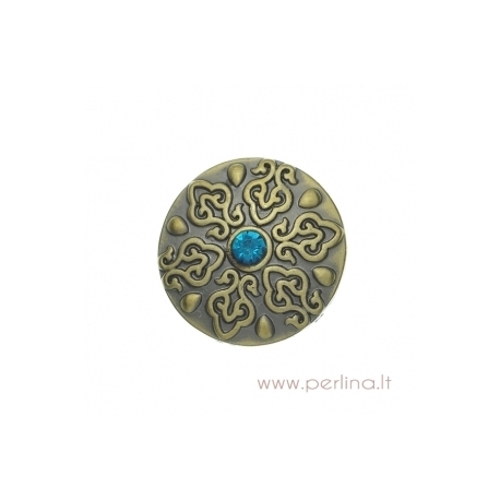 Antique bronze chunk button "Snowflake", 20 mm