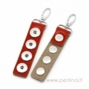 Real leather copper chunk key chain, red, 14,5x3,1 cm