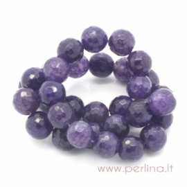 Synthetic agate gemstone bead, purple, faceted, 12 mm