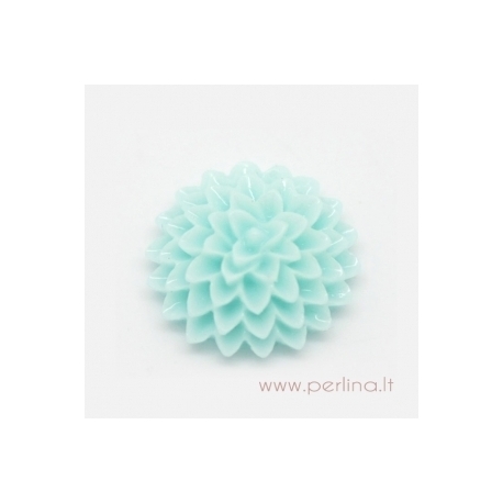 Resin Cabochon "Skyblue Flower", skyblue, 15x6 mm