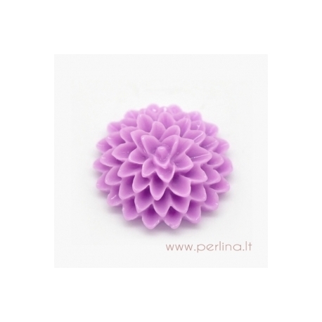 Resin Cabochon "Purple Flower", purple, 15x6 mm