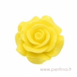Resin Cabochon "Flower", yellow, 29x29 mm