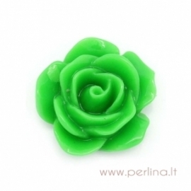 Resin Cabochon "Green Flower", green, 17x18 mm