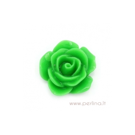 Resin Cabochon "Green Flower", green, 17x18 mm
