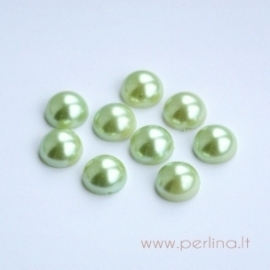 Resin Cabochon, light green pearl, 14 mm