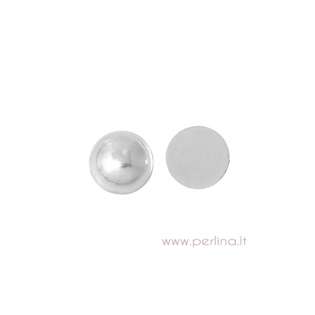 Resin Cabochon, silvery, 8 mm