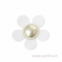 Acrylic flower, white, 3,8x3,6 cm