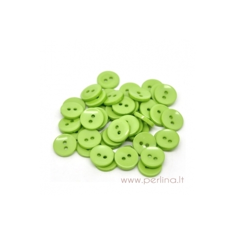 Resin button, green, 15 mm